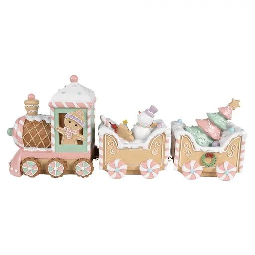 Barevný vánoční perníkový vláček Gingerbread Train Pastello - 45*12*19 cm 6PR4266