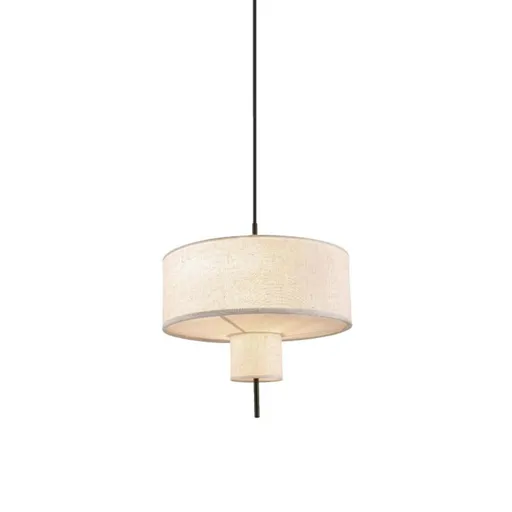 ACA Lighting závěsné svítidlo ANAFI černý kov béžové textilní stínítko 2xE27 MP240323