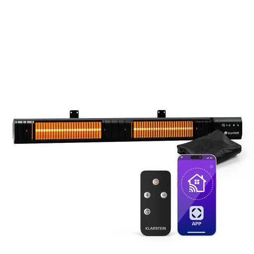 Blumfeldt Gold Bar Slim 3000 W sálavý ohřívač, 9 úrovní, funkce WiFi, dotykové ovládání, dálkový ovladač, IP 65