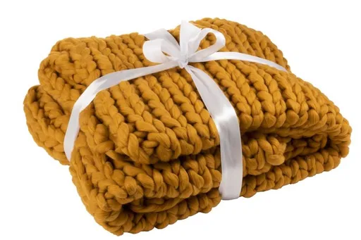 Pletený okrový pléd Tricot ochre - 152*127 cm J-Line by Jolipa