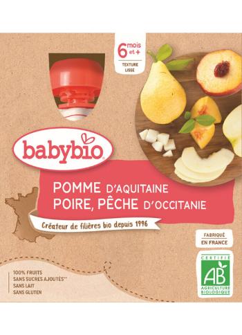 BABYBIO Kapsička jablko hruška broskev 4x 90 g