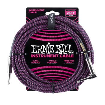 Ernie Ball 25' Braided Cable Black/Purple