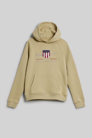 MIKINA GANT ARCHIVE SHIELD HOODIE BEIGE GREEN