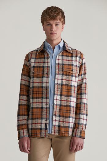 KOŠILE GANT HERRINGBONE CHECK OVERSHIRT WARM EARTH