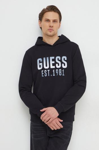 Mikina Guess BEAU pánská, černá barva, s kapucí, aplikací, M4RQ36 KBK32