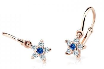 Cutie Jewellery Třpytivé dětské náušnice z růžového zlata C2118-10-X-4 modrá