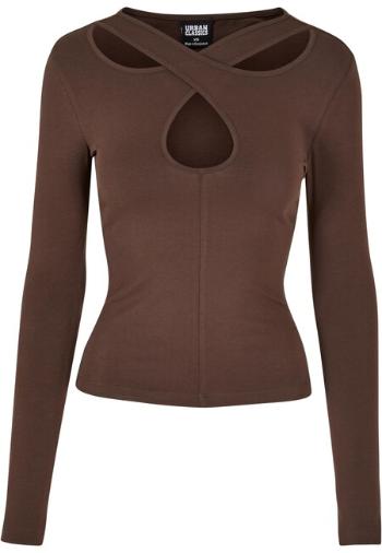 Urban Classics Ladies Crossed Cut Out Longsleeve brown - 5XL