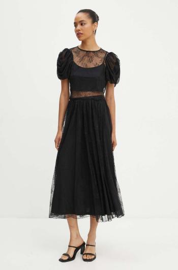 Sukně Rotate Lace Long Midi Skirt černá barva, maxi, áčková, 112728100