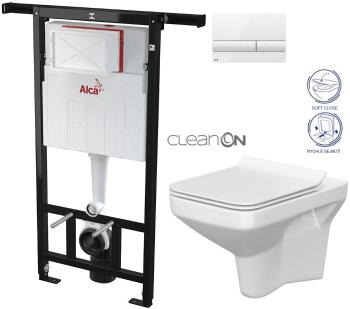 ALCADRAIN Jádromodul předstěnový instalační systém s bílým tlačítkem M1710 + WC CERSANIT CLEANON COMO + SEDÁTKO AM102/1120 M1710 CO1