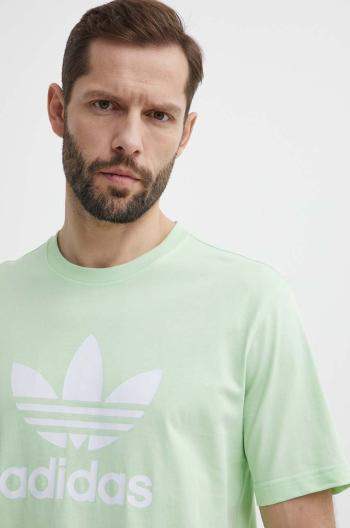 Bavlněné tričko adidas Originals zelená barva, s potiskem, IR7979