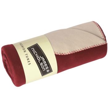 James & Nicholson Fleece deka 150x170 cm JN952 - Bordeaux / smetanová | 150 x 170 cm