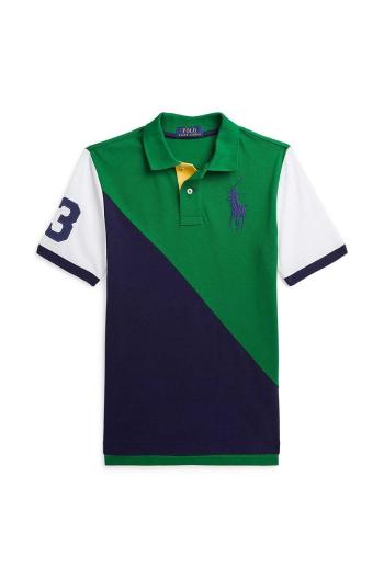 Dětská bavlněná polokošile Polo Ralph Lauren zelená barva, 323942107001