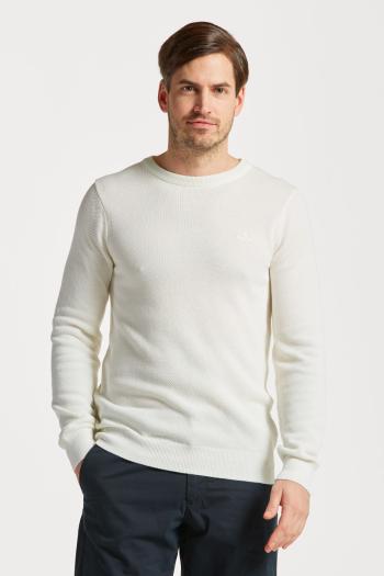 SVETR GANT COTTON PIQUE C-NECK EGGSHELL