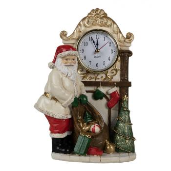 Stolní hodiny s vánoční dekorací Santa Clause - 15*7*22 cm 6PR4180