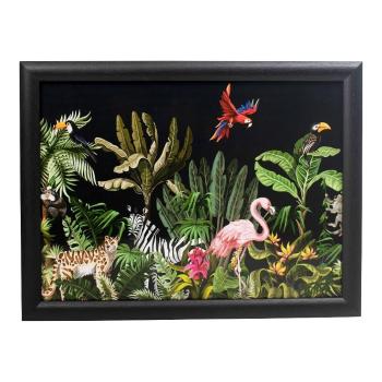 Černý podnos na nohy s motivem džungle Jungle black - 43*33*7cm RNLTJZ