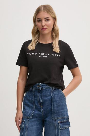 Bavlněné tričko Tommy Hilfiger černá barva, WW0WW40276