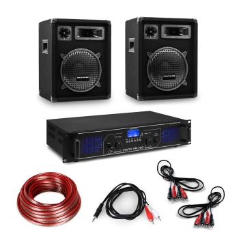 Electronic-Star Hi-Fi zesilovač a sada reproduktorů, zesilovač 2x 350 W, 2x reproduktor, 12 ", 300 W RMS