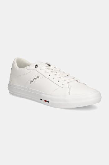 Kožené sneakers boty Tommy Hilfiger TH HI VULC STREET RWB LTH LOW bílá barva, FM0FM05201