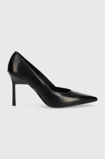 Kožené lodičky Calvin Klein HW0HW01346 GEO STILETTO PUMP 90 černá barva