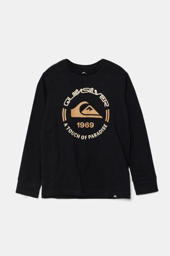 Dětské bavlněné tričko s dlouhým rukávem Quiksilver CIRCLE LOGO LS černá barva, s potiskem, EQBZT04801