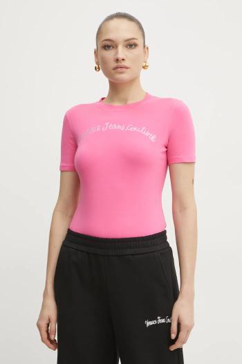 Tričko Versace Jeans Couture dámske, ružová farba, 78HAHC08 CJ02C