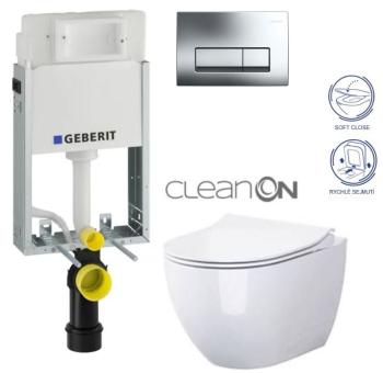 GEBERIT KOMBIFIXBasic vč. chromového tlačítka DELTA 51 + WC CERSANIT ZEN CLEANON + SEDÁTKO 110.100.00.1 51CR HA1