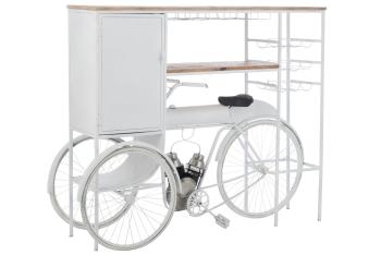 Bílý antik retro bar kolo na skleničky a 9lahví vína Bicycle - 173*64*119 cm 20737