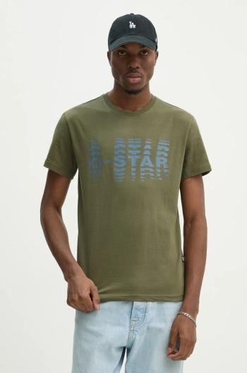 Bavlněné tričko G-Star Raw zelená barva, s potiskem, D25140-336