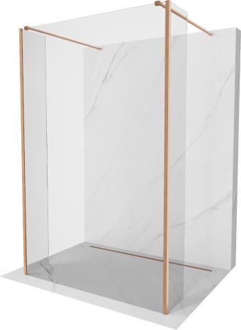 MEXEN/S Kioto Sprchová zástěna WALK-IN volněstojící 120 x 30 x 30 cm, transparent, měď kartáčovaná 800-120-030-222-65-00-030