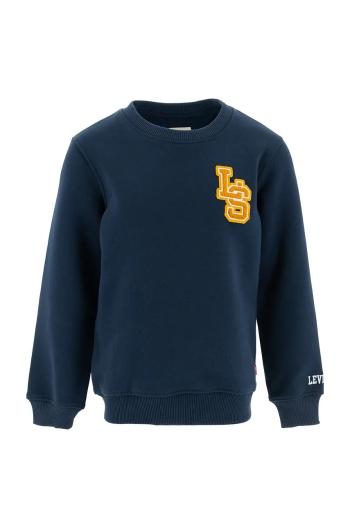 Dětská mikina Levi's LS MONOGRAM CREWNECK tmavomodrá barva, s potiskem, 8EL507