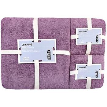 GOLDBABY dětské osušky sada tmavá fialová 2 ks 35×75, 1 ks 70×140 cm (0722777604723)