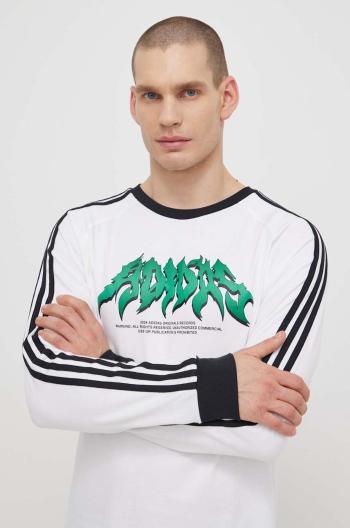 Bavlněné tričko s dlouhým rukávem adidas Originals Flames bílá barva, s potiskem, IS2917