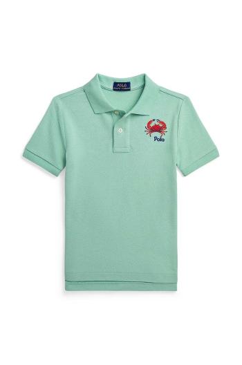 Dětská bavlněná polokošile Polo Ralph Lauren zelená barva