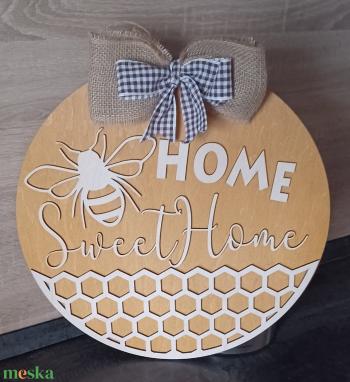"Home Sweet Home" üdvözlő tábla, Méhecskés, méhsejtes ajtó kopogtató