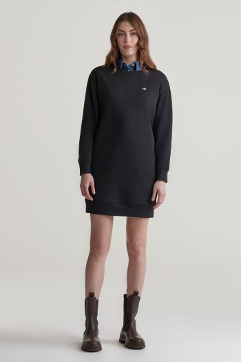 ŠATY GANT REL SHIELD C-NECK SWEAT DRESS BLACK