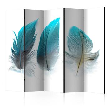 Paraván Blue Feathers Dekorhome 225x172 cm (5-dílný)