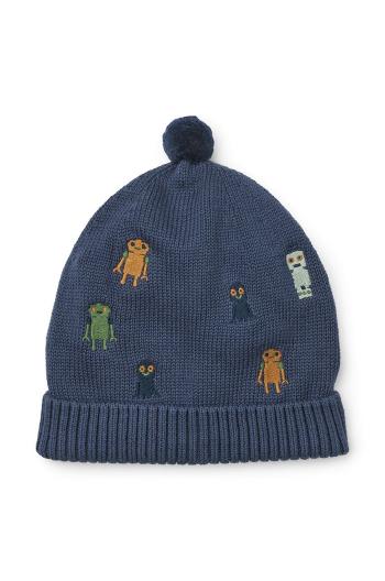 Dětská bavlněná čepice Liewood Aster Beanie modrá barva, z tenké pleteniny, LW19416