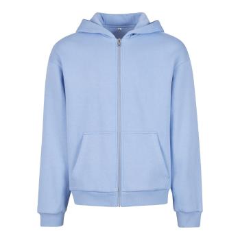 Build Your Brand Hebká pánská mikina na zip Fluffy - Světle modrá | 5XL