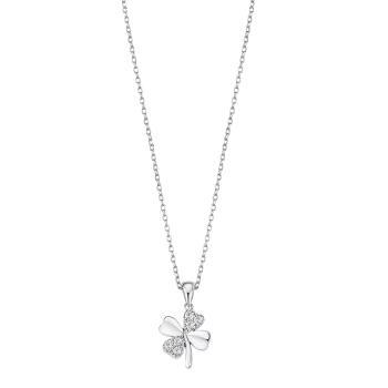 Lotus Silver Něžný stříbrný náhrdelník s čirými zirkony čtyřlístek LP3108-1/1