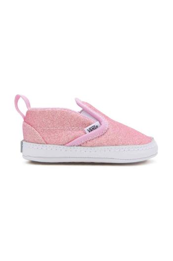 Dětské tenisky Vans Slip-On V Crib růžová barva