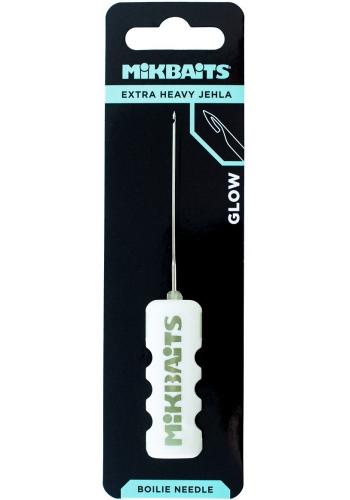 Mikbaits boilie jehla extra heavy glow bílá bez zobáčku svítící