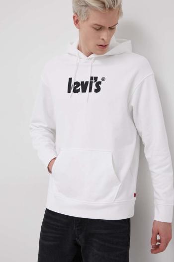 Bavlněná mikina Levi's pánská, bílá barva, s potiskem