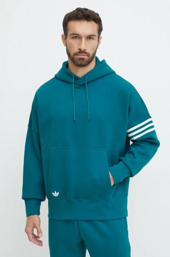 Mikina adidas Originals Neuclassics C Hoodie pánská, zelená barva, s kapucí, s aplikací, JF9140