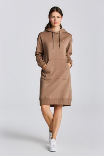 ŠATY GANT ICON G ESSENTIAL HOODIE DRESS MOLE BROWN