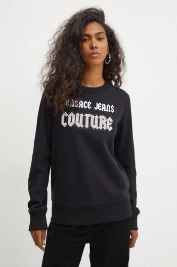 Bavlněná mikina Versace Jeans Couture dámská, černá barva, s potiskem, 77HAIC02 CF00C