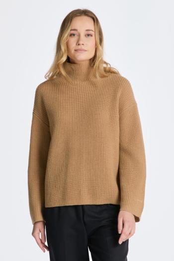 SVETR GANT WOOL RIBBED STAND COLLAR DARK KHAKI