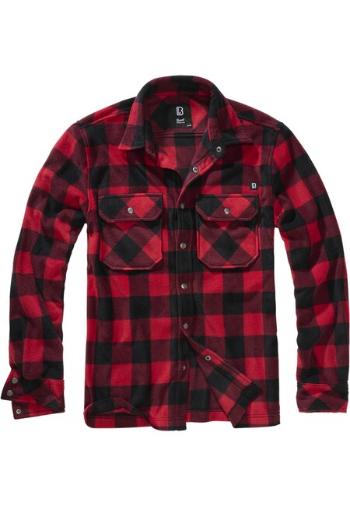 Brandit Jeff Fleece Shirt Long Sleeve red/black - XXL