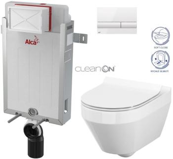 ALCADRAIN Renovmodul předstěnový instalační systém s bílým tlačítkem M1710 + WC CERSANIT CLEANON CREA OVÁL + SEDÁTKO AM115/1000 M1710 CR1