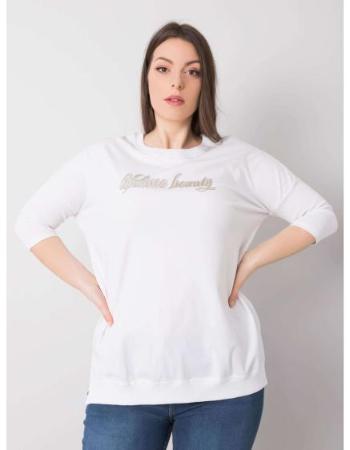 Dámská halenka s nápisem plus size BEAUTY bílá