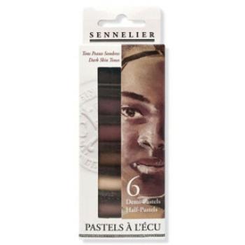 Sada suchých pastelů Sennelier 6ks polovičních, Dark Skin Tones